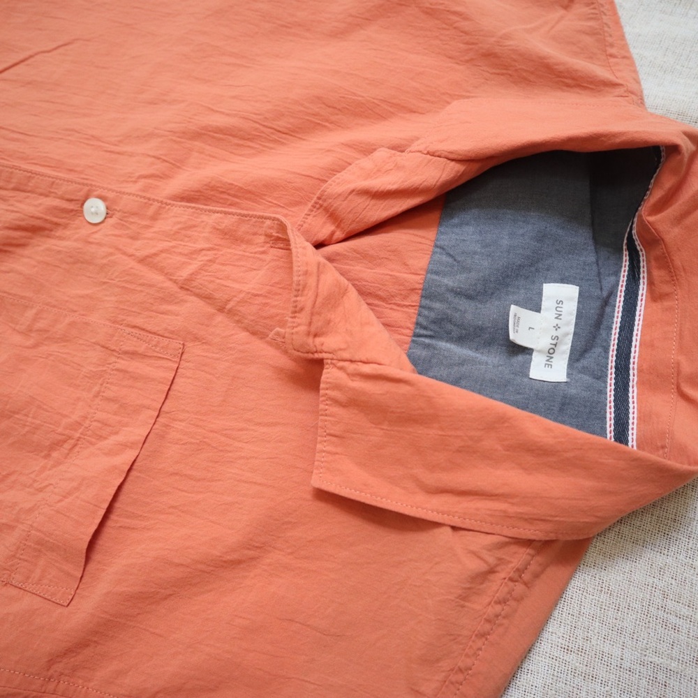 Sun + Stone Orange Button Down Shirt - image 5